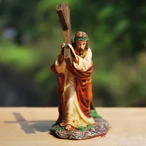 Jesus Carrying Cross Statue Religious Jesus Statues Resin Jesus Figurine Decor - Picture 1 of 10
