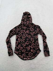 No Boundaries Hoodie Womens S Small Black Candy Cane Love Spell Out All Over Red