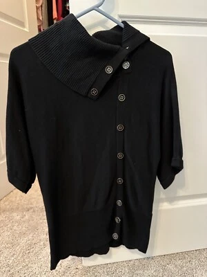 White House Black Market Black Turtleneck Sweater With Buttons Size S - Image 1 of 3