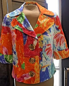 Chaqueta corta de algodón multicolor Peter Nygard talla 10 - Imagen 1 de 8