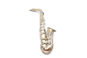 Vintage Sterling Silver Saxophone Brooch Pin Signed Beau Music Musician