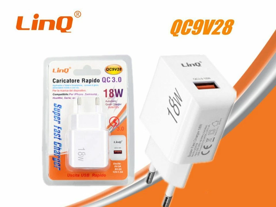 Caricabatterie Rapido Qc 3.0 18W Qc9v28 linq - Immagine 1 di 1