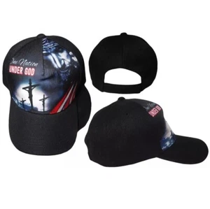 ONE NATION UNDER GOD JESUS CHRIST CHRISTIAN CROSS HAT CAP (Black) - Picture 1 of 2