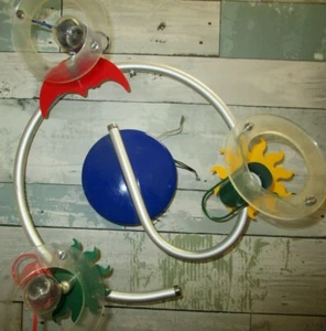 Silver spiral primary colors 1970s 80's sun moon blue green red funky light !!! - Picture 1 of 6