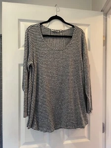 Weiche Umrandung Gr. XL gestreift Tunika Top Damen U-Ausschnitt Flanell weich 2CJ93 - Bild 1 von 4