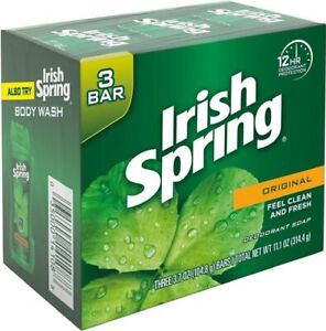 Irish Spring Deodorant Soap Bars Original 3.75 Oz Each Pack Of 3 Total 3 Bars