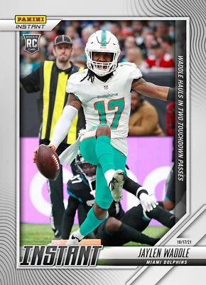 2021 PANINI INSTANT NFL #65 JAYLEN WADDLE - HAULS IN 2 TOUCHDOWN PASSES - Image 1 of 2