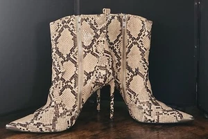 Womens Winnie Harlow Faux Snakeskin Tina Boots Stiletto Heels Size 7M - Picture 1 of 10