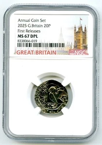 2025 GREAT BRITAIN 20P UNC NGC MS67 DPL PUFFIN 20 PENCE FIRST RELEASES - Picture 1 of 2