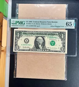 Fr. 1921-A 1995 $1 FRN BOSTON "OFFSET PRINTING ERROR" PMG 65 EPQ - GEM UNC - Picture 1 of 2
