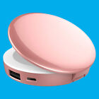 3000mAh Rose Gold Compact Mirror Portable USB Powerbank LED Light for iPhone