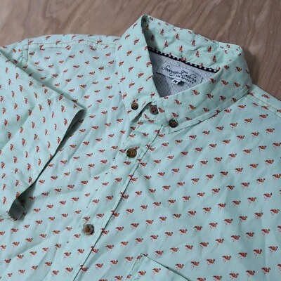 Sovereign Code Flamingo Short Sleeve Button Down Shirt - Med Mint Green All Over - Image 1 of 4