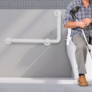 L-shaped Bathroom Safety Bar Stainless Steel Handicap Grab Bar Rail 440 Load - Picture 1 of 9