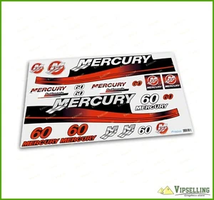 MERCURY 60 HP Outboard Replacement Laminated RED Decals Kit Set Marine Boat - Bild 1 von 1