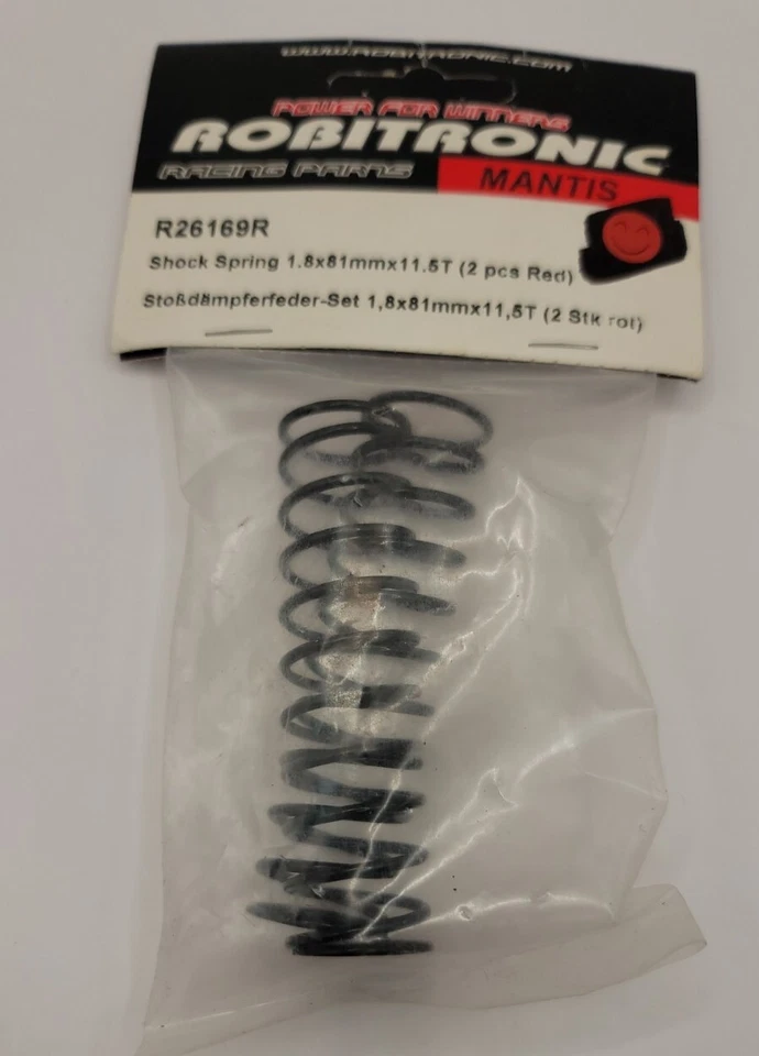 Robitronic Racing Shock Springs 1.8x81mm 2 pcs Red Mantis 1/8th Truggy R26169R - Image 1 of 1