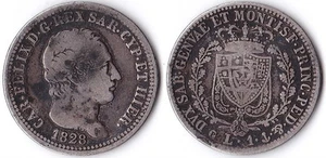 REGNO SARDEGNA 1 LIRA 1828G - Picture 1 of 1