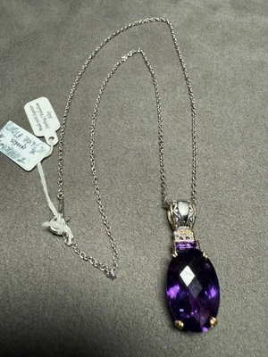 "COLLAR AMATISTA VERMEIL ESTERLINA 925 GEMAS EN BOGUE MICHAEL VALITUTTI NH 18""" Foto 1 de 4