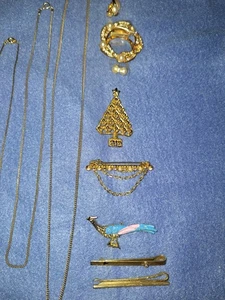 Goldiges Schmuckkonvolut Ring, Ketten, Brosche, Kravattennadeln.... - Bild 1 von 6