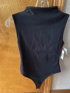 NEU MIT ETIKETT SCHWARZER BODY TANGA OBERTEIL DAMEN GRÖSSE XSMALL OPEN EDIT ÄRMELLOS - Bild 1 von 2