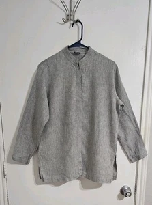 Giacca camicia donna Eileen Fisher taglia media 100% lino irlandese Lagenlook minimalista - Foto 1 di 10
