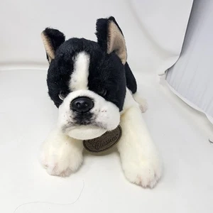 Yomiko Classics Boston Terrier schwarz weiß Welpe Hund liegend Plüsch Stofftier - Bild 1 von 6