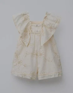 Zara Short Glitter Floral Jumpsuit,  Beige Size 2 years - Picture 1 of 4