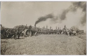 Trattore a vapore RPPC, macchine agricole, cavalli, mani della fattoria, cartolina - Foto 1 di 2