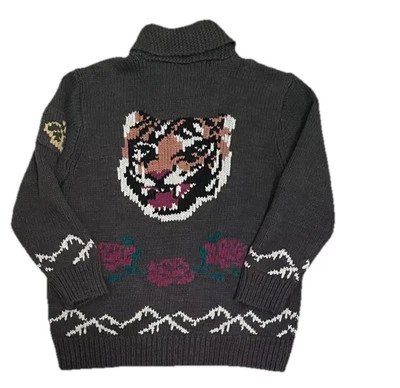 81 Ralph Lauren Polo Tigre Lana Cárdigan Suéter De Colección Intarsia XL RARO Foto 1 de 4