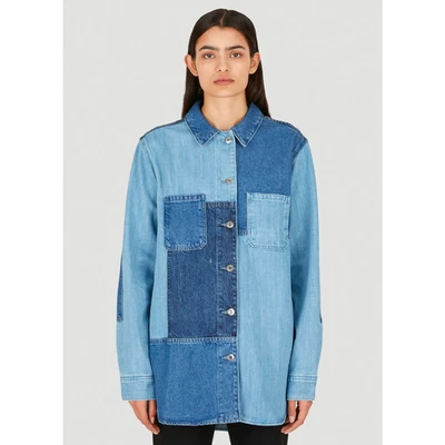 Jaqueta jeans Helmut Lang tamanho grande patchwork azul, tamanho M - Imagem 1 de 4