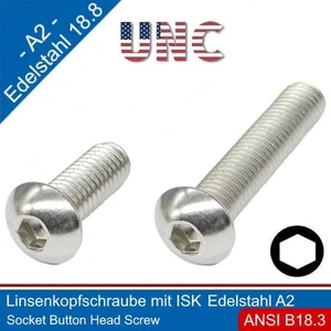 Linsenschraube mit Innensechskant 3/8-16 UNC Edelstahl A2 | - Bild 1 von 3