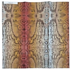Karin Sajo Sunset Orange Abstract Jacquard Fabric SAMPLE French Designer 27"x27" - Picture 1 of 8