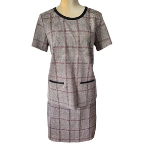 Conjunto de 10 falda lápiz de cuero sintético con botones laterales a cuadros pata de gallo Ann Taylor - Imagen 1 de 8