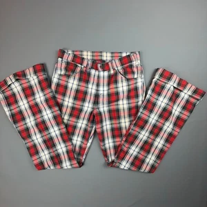 Pantalones acampanados a cuadros rojos vintage Levis Sta-Prest para hombre años 70 garra 33x34 - Imagen 1 de 11