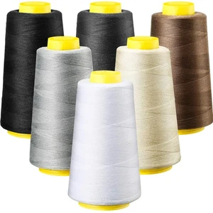 6 Rotoli 3000 Iarde Ogni Serger Filo Poliestere Coni Bobina Filo per Cucire... - Foto 1 di 7