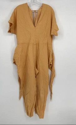 Free People Womens Orange Short Sleeve V-Neck One-Piece Jumpsuit Size Small - Image 1 of 4