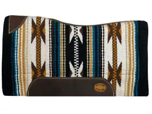 New! 28" x 30" Klassy Cowgirl WHITE ORANGE MEMORY FELT SADDLE PAD Aztec design - Picture 1 of 1