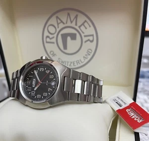 Roamer Men's Watch Power 10 Stainless Steel 756833 Sapphire Made Arabian Number - Picture 1 of 5