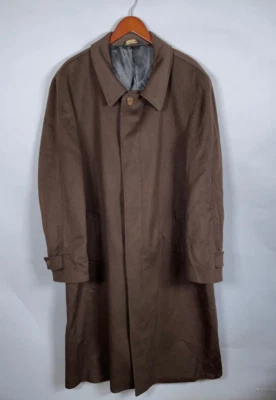 VTG Cashmere Wool Long Coat Men's 48 Long Brown Pronto Moda Lana Lux - Image 1 of 4