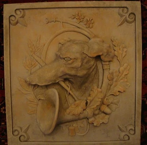 Greyhound hunting dog animal wall home decor stone sculpture relief collectibles - Picture 1 of 12