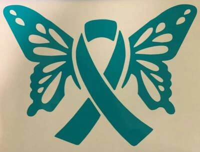 EZSTIK Thyroid Butterfly TP 1157 vinyl 8" Decal Sticker cancer survivor support