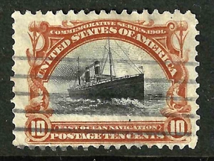 Sc #298 EFO Dramatic Vignette Shift FLYING SHIP 10 Cent PAN AM 1903 US 73F22 - Picture 1 of 2