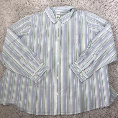 Blair 衬衫女式 3XL 纽扣上衣衬衫条纹丁香绿色新品 — 第 1/4 张图片