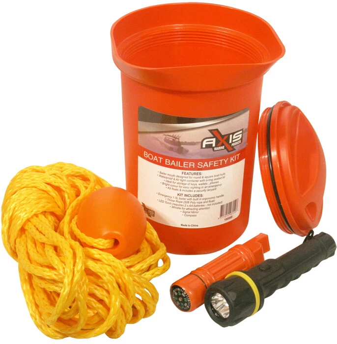 Boat Bailer Safety Kit Sealable Bailer Throw Rope Torch Compass Whistle Mirror - image 1 of 2