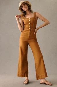 NWT New Anthropologie Colette Linen Blend Jumpsuit Petite 4P $170 - Picture 1 of 13
