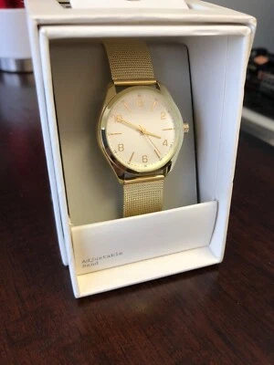 Reloj ajustable de malla dorada para mujer por un nuevo día nuevo Foto 1 de 4