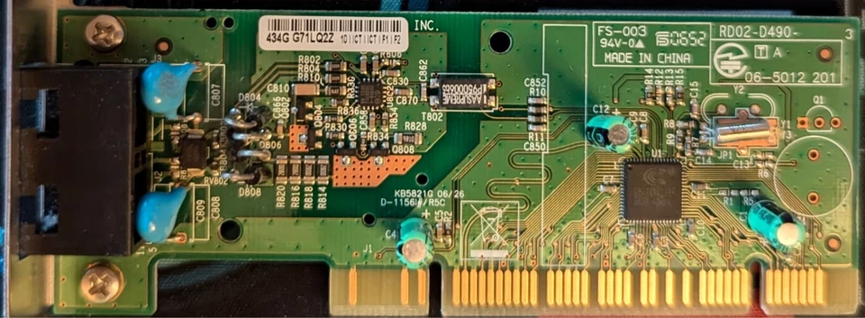 Conexant RD02-D490-009 Dual 56K Data Fax Ports PCI Modem Card RD02-D490 Phone - Image 1 of 1