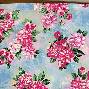Vintage Cranston Schwartz Liebman Cotton Floral Fabric 3 yards + 17" L x 54" W - Picture 1 of 8