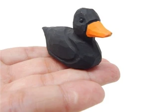 Black Duck Figurine Black Miniature Bird Statue Carve Decor Garden Sculpture - Picture 1 of 6