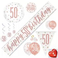 Rose Gold 50th Birthday Party Decorations flag Buntings Banners Balloons Age 50