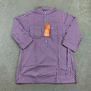 Pennington & Bailes Blouse Women's M Purple White Check 3/4 Sleeve Tunic NWT - Picture 1 of 10